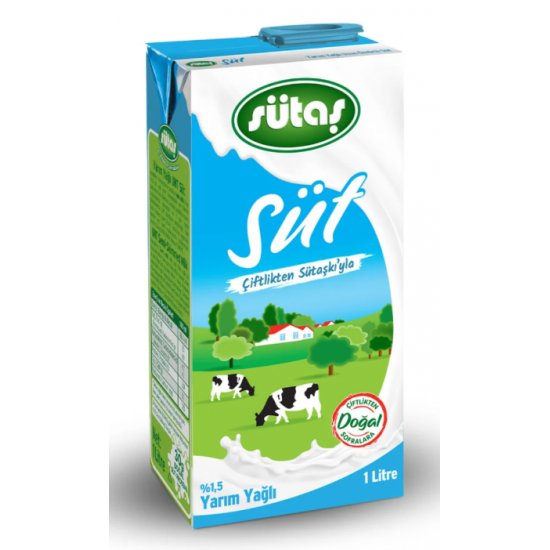 Sütaş Süt Yarım Yağlı 1 LT